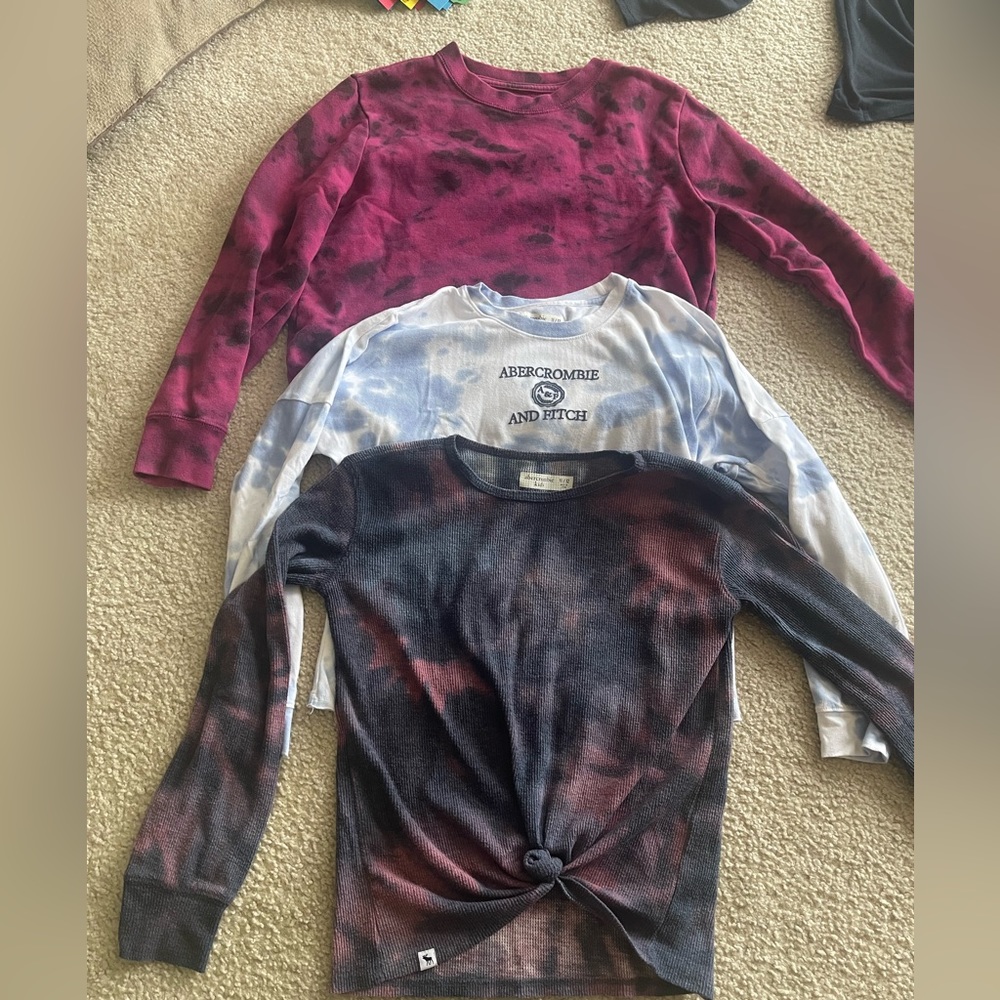 Bundle 3 Abercrombie kids long sleeve shirts girls size 11/12